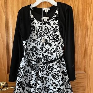 Girls Holiday Dress with cardigan and necklace